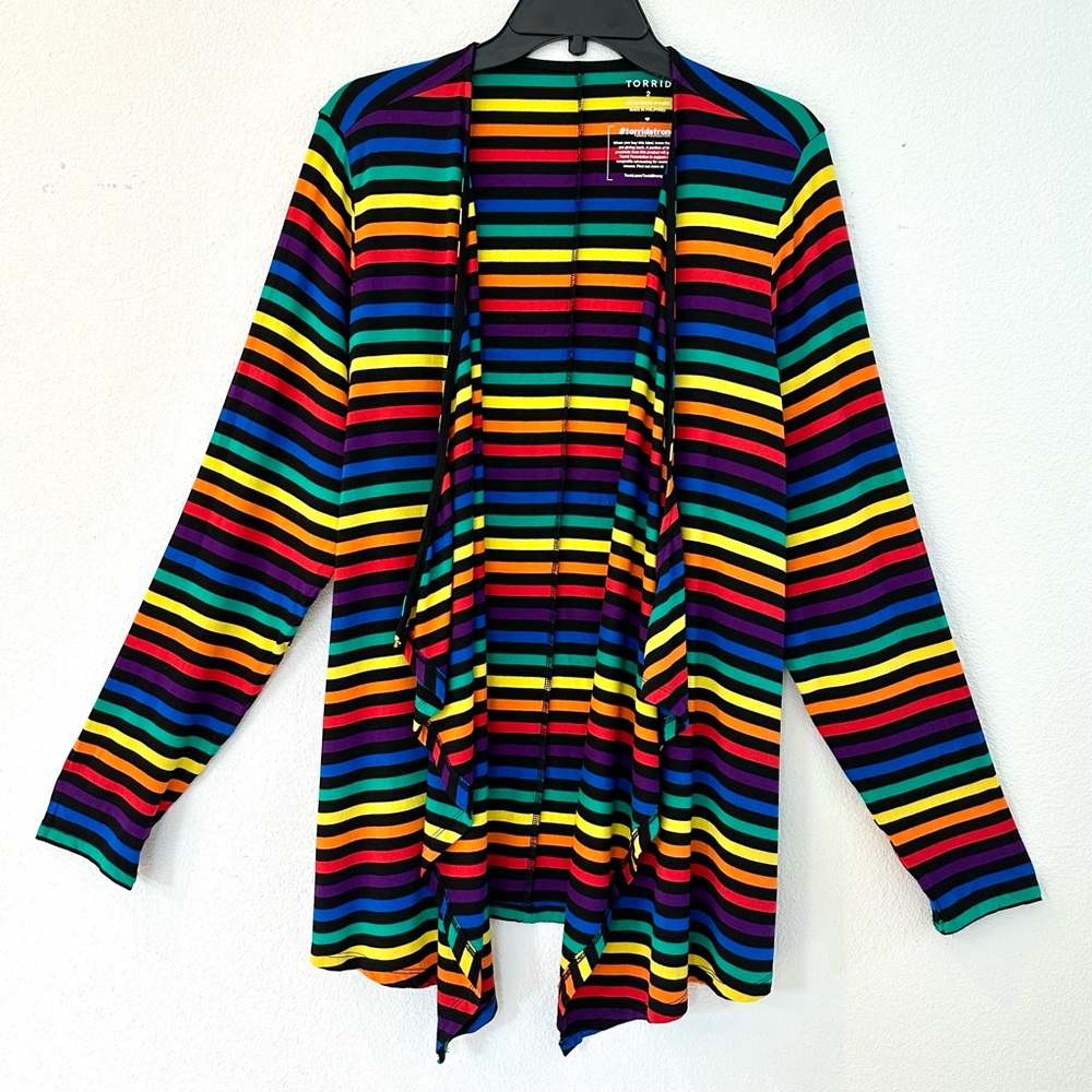 Torrid multicolor striped open front cardigan - Sz 2 (2X)